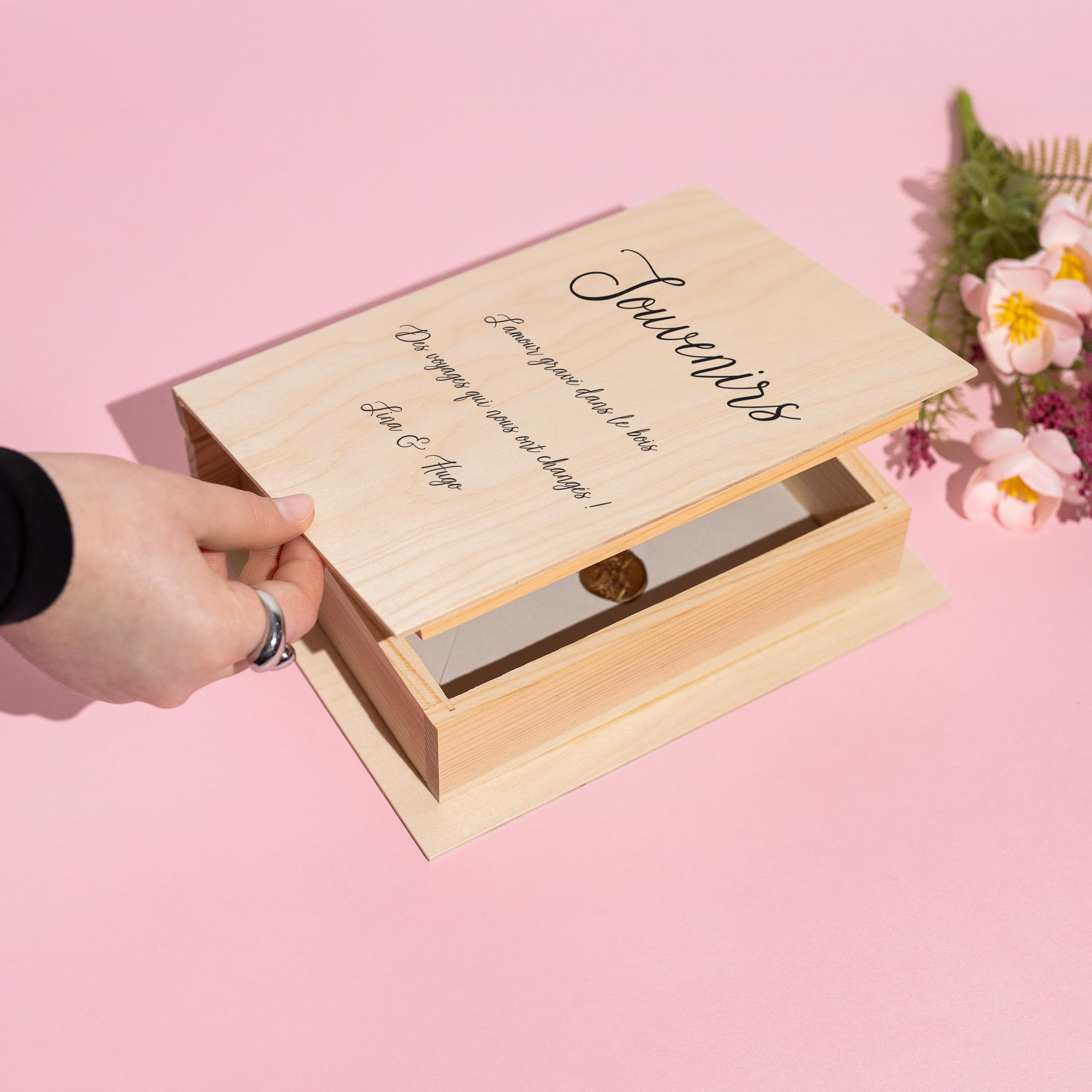 Creative Deco Boîte Livre Bois Personnalisée 24x19x7,5 cm Cadeau