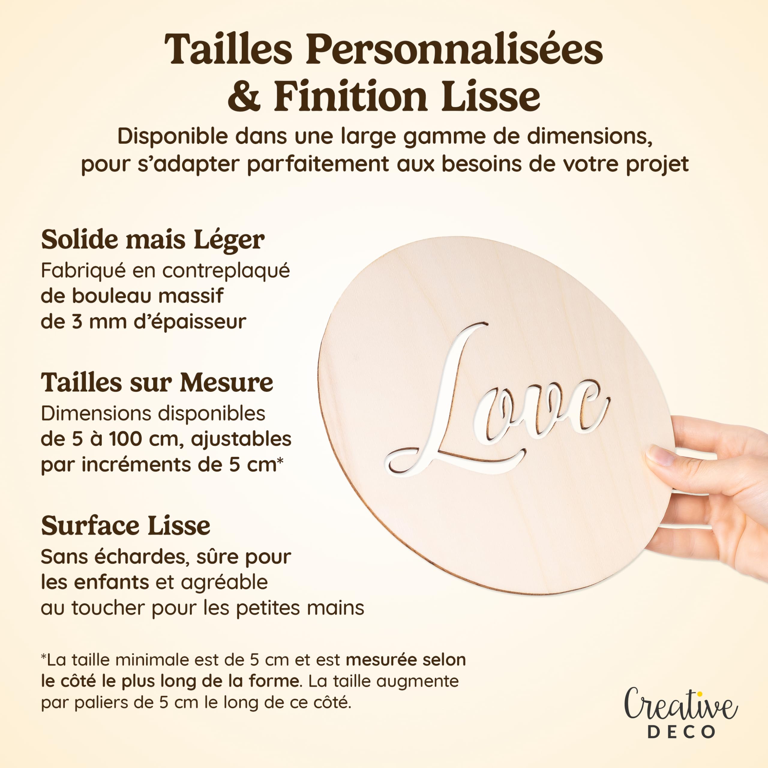 Creative Deco Cœur Mains Forme Bois 3mm à Décorer