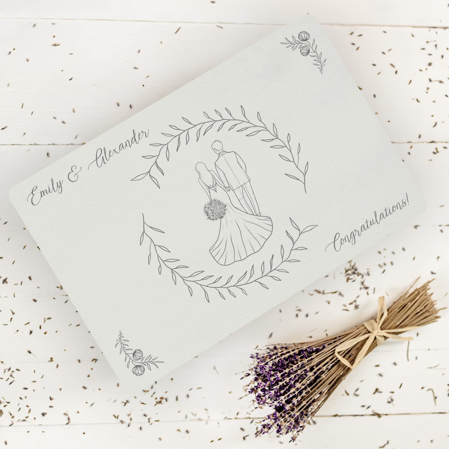 Creative Deco Boîte Bois Mariage Personnalisée Couple 30 cm