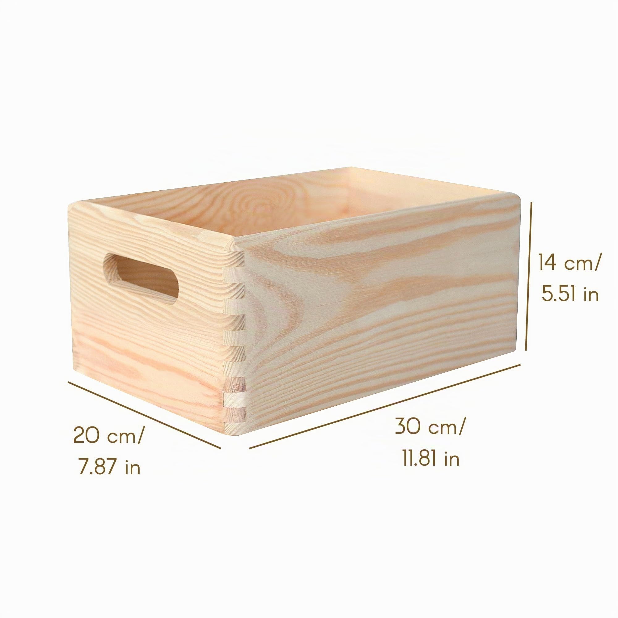 Creative Deco caisse bois rangement 30x20x14cm poignées pin