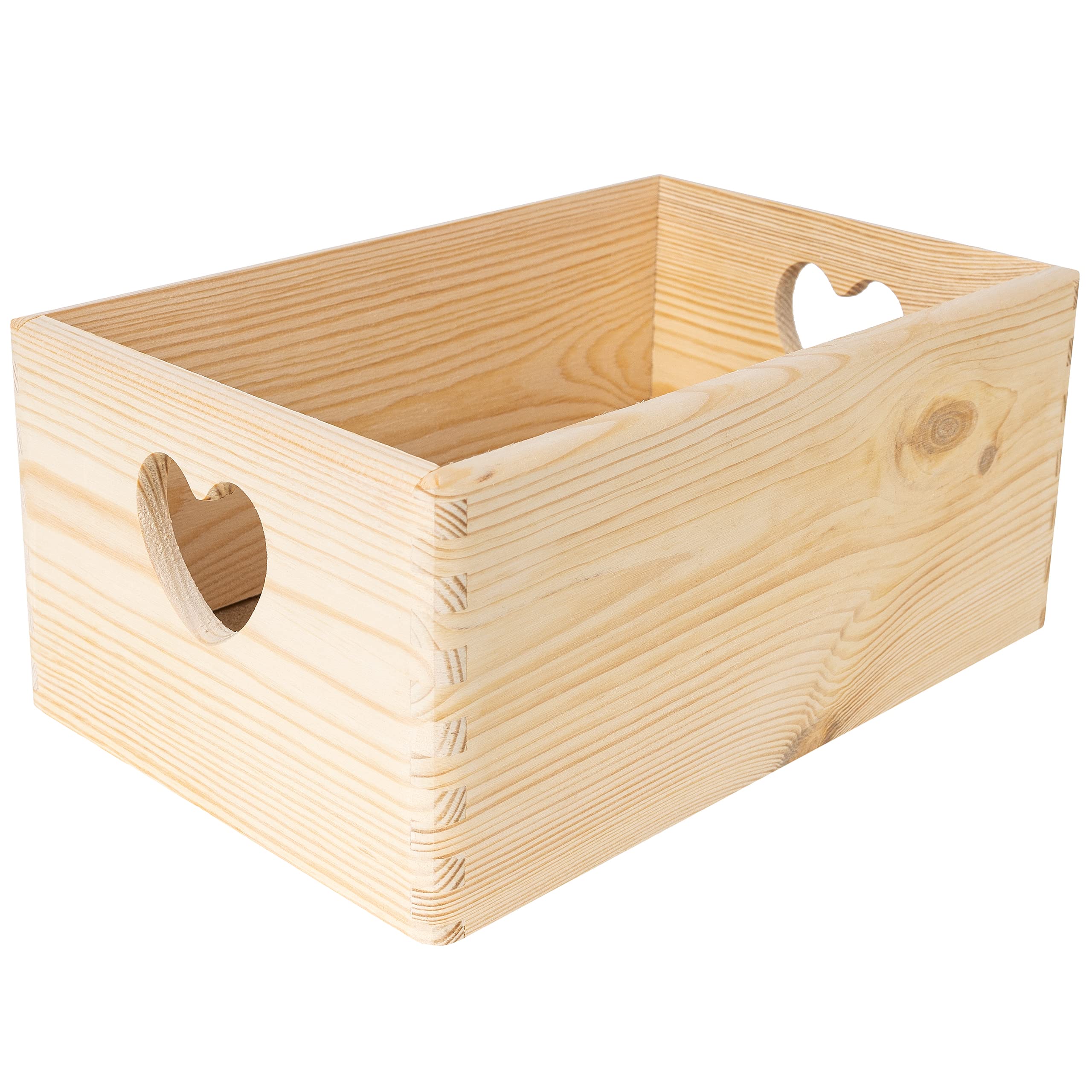 Creative Deco Wood Caisse bois 30x20x14 cm poignées cœur