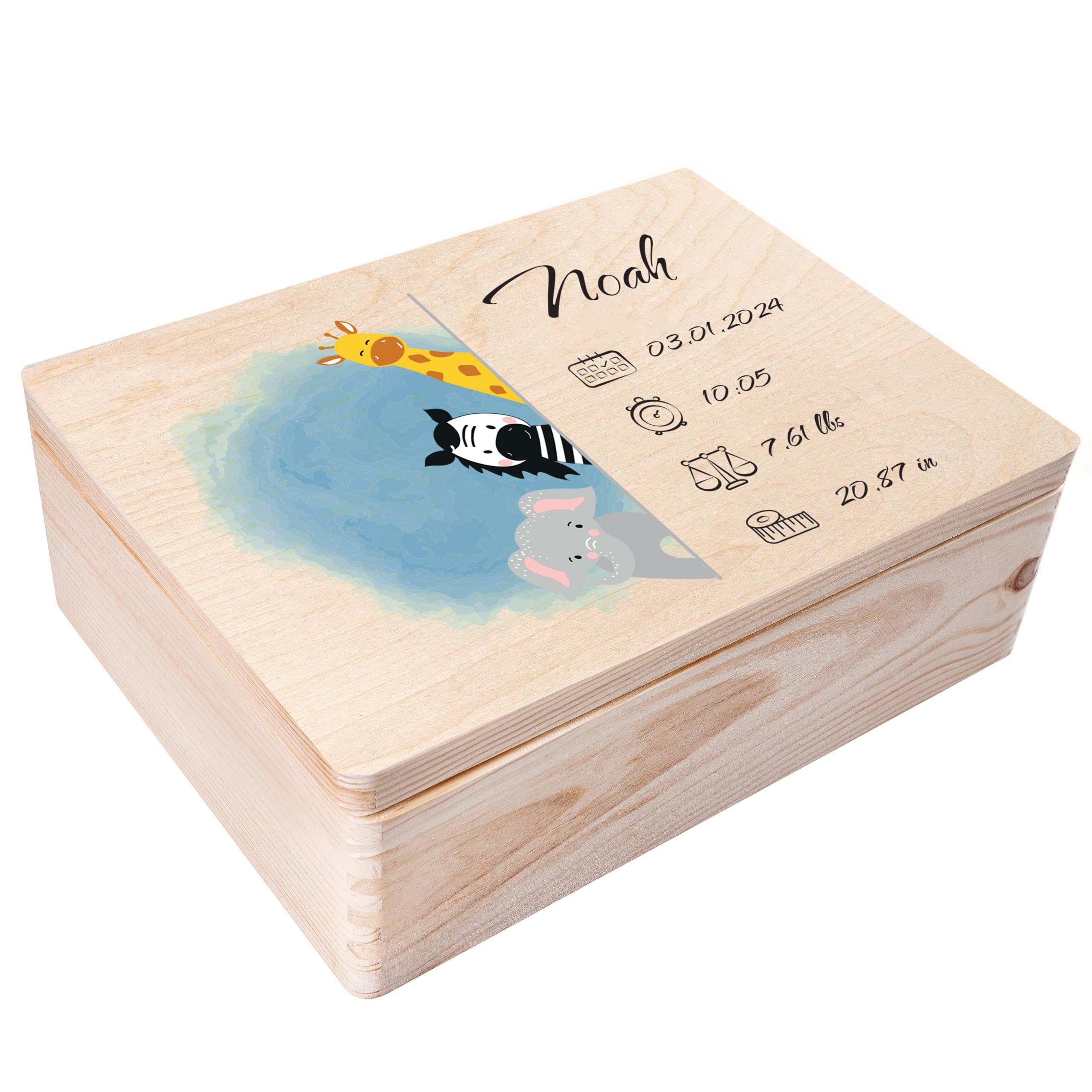 Creative Deco Boîte Souvenirs Bébé Bois Personnalisée 40x30