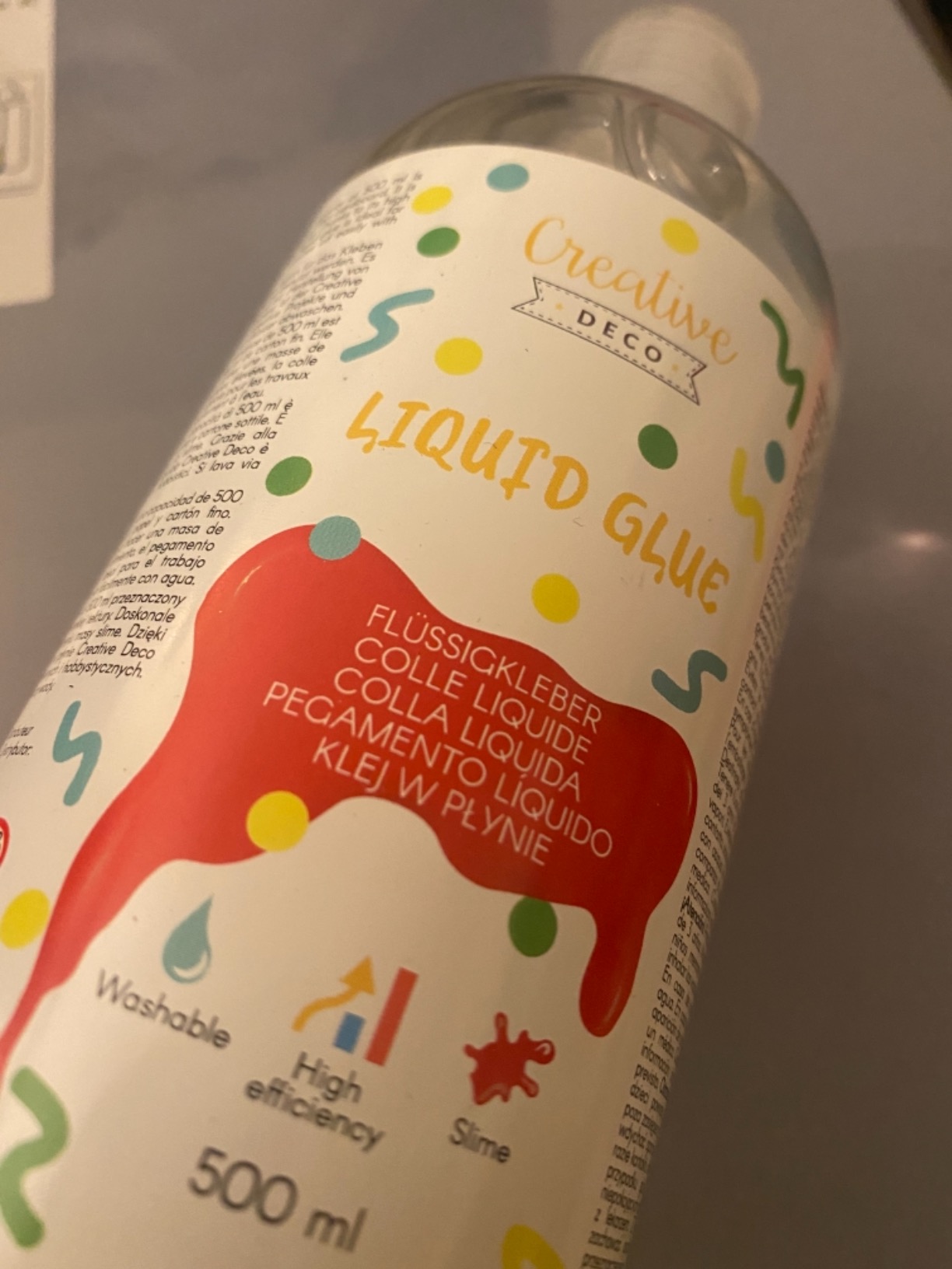 Creative Deco Colle Liquide Slime Transparente 250 ml Verre Tissu