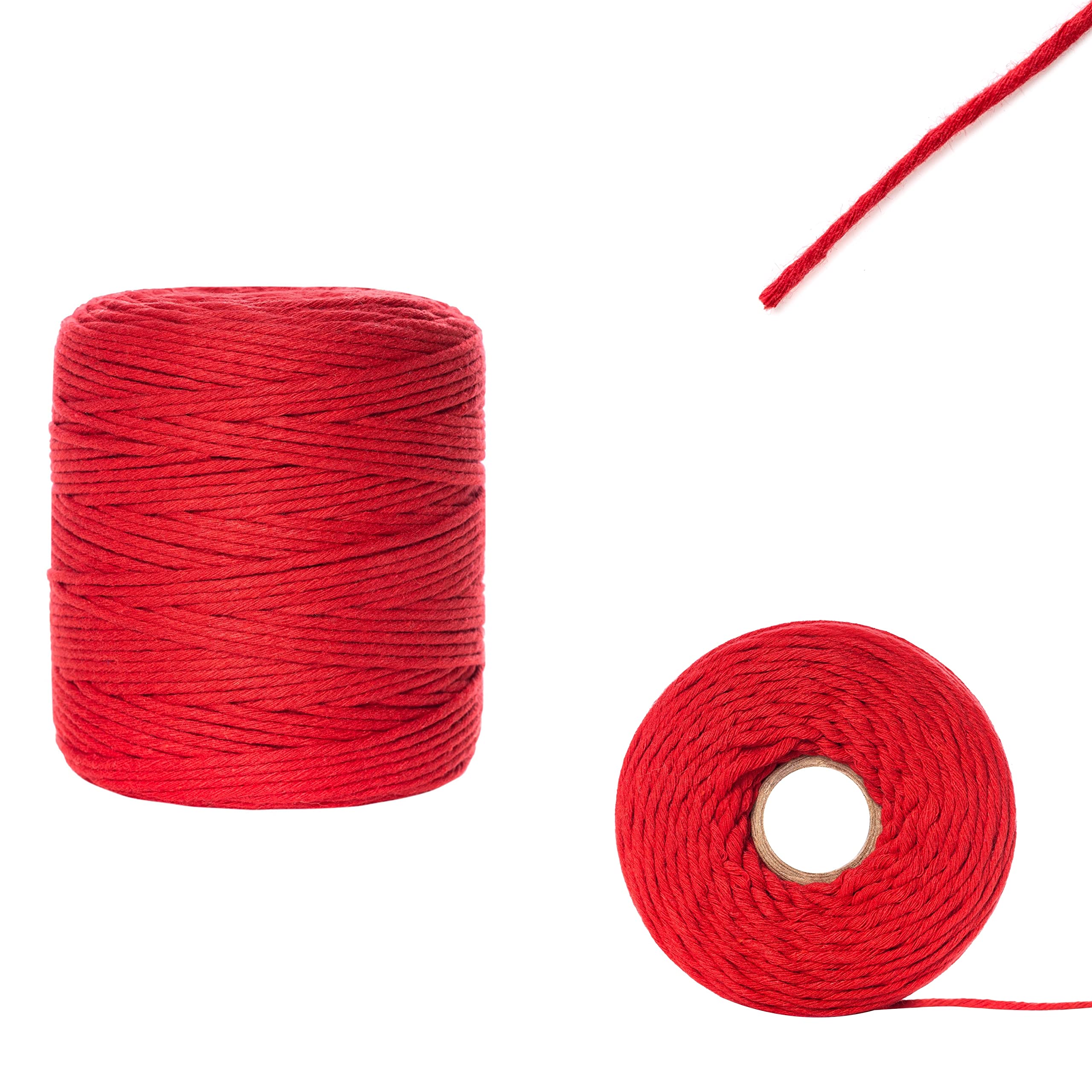 Creative Deco Corde macramé rouge 3 mm x 200 m coton