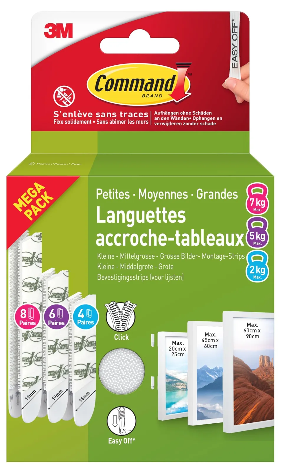 Command languettes accroche tableaux blanc multi-pack 18 paires