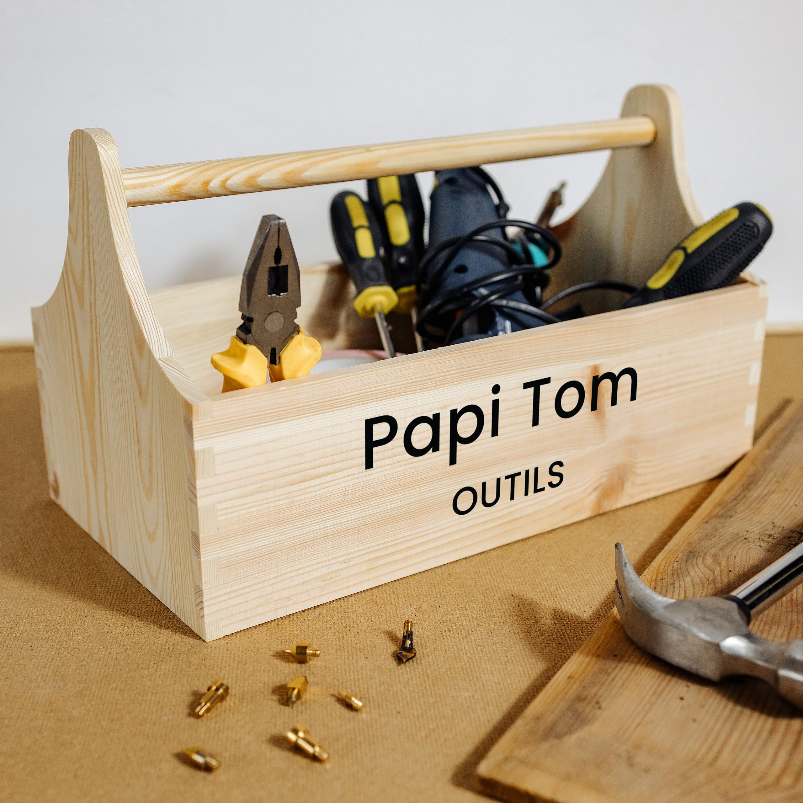 Creative Deco Boîte à outils bois 34x18x20,5 cm personnalisation