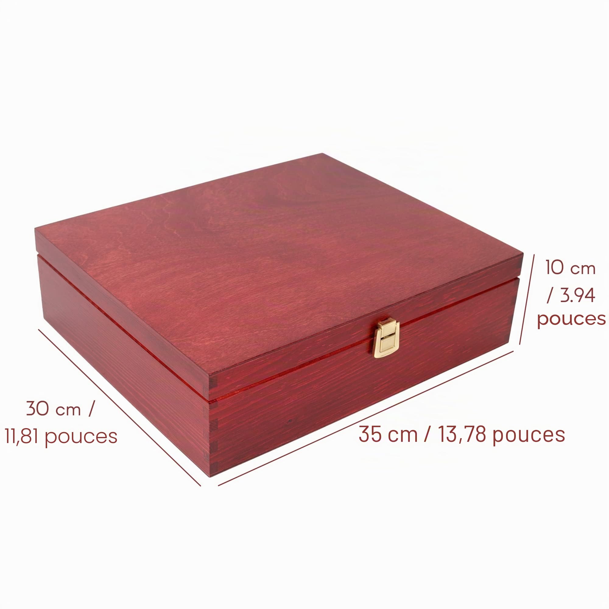 Creative Deco Caisse Vin Bois 3 Bouteilles Rouge 35x30 cm