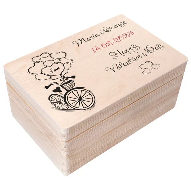 Creative Deco Boîte Bois Personnalisée vélo 30x20x14 cm