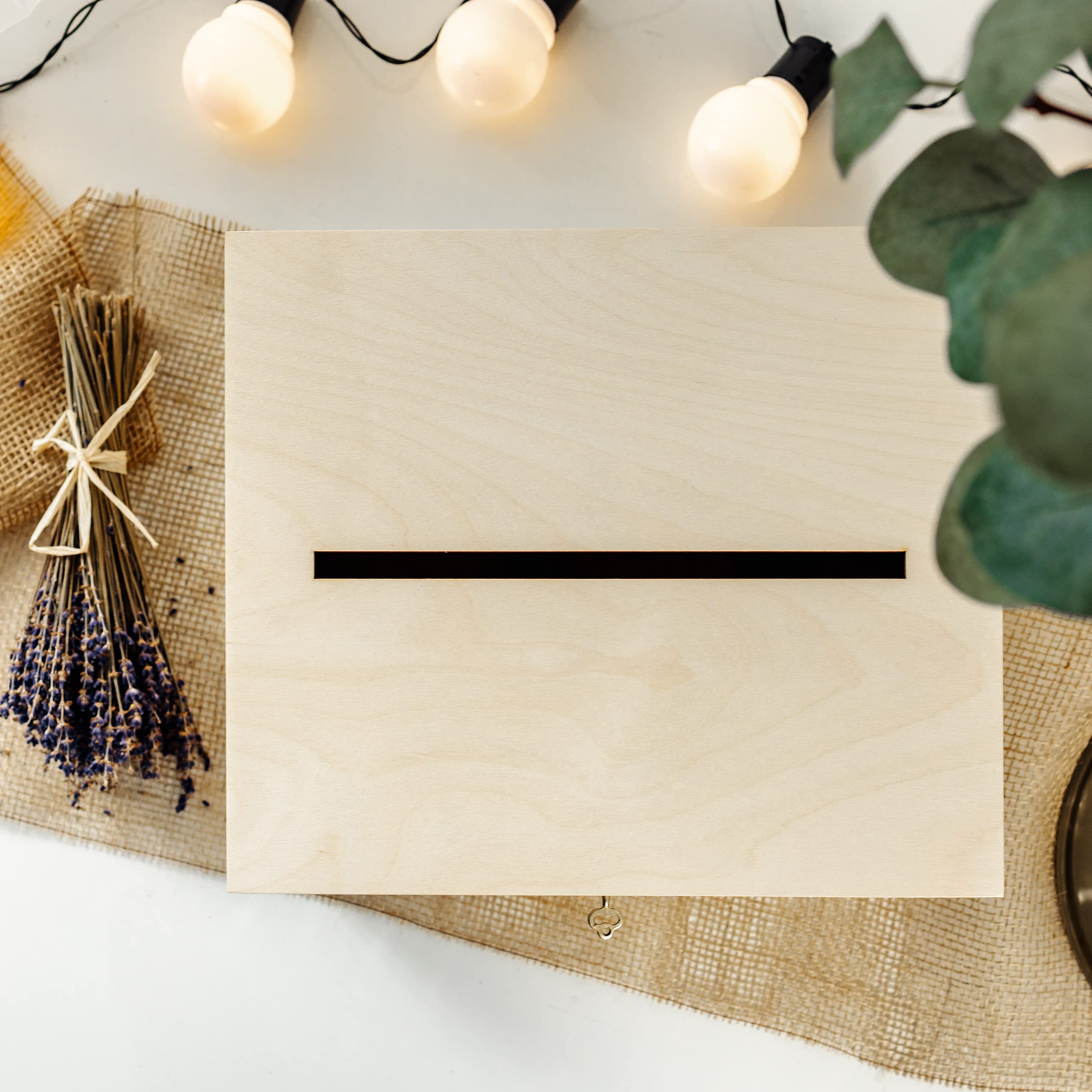 Creative Deco Urne bois 29x25x15 cm couvercle clé naturel