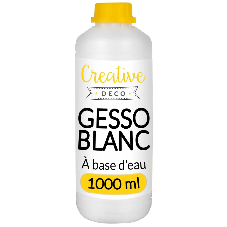 Creative Deco Gesso Acrylique Blanc sous-couche 1 L mat