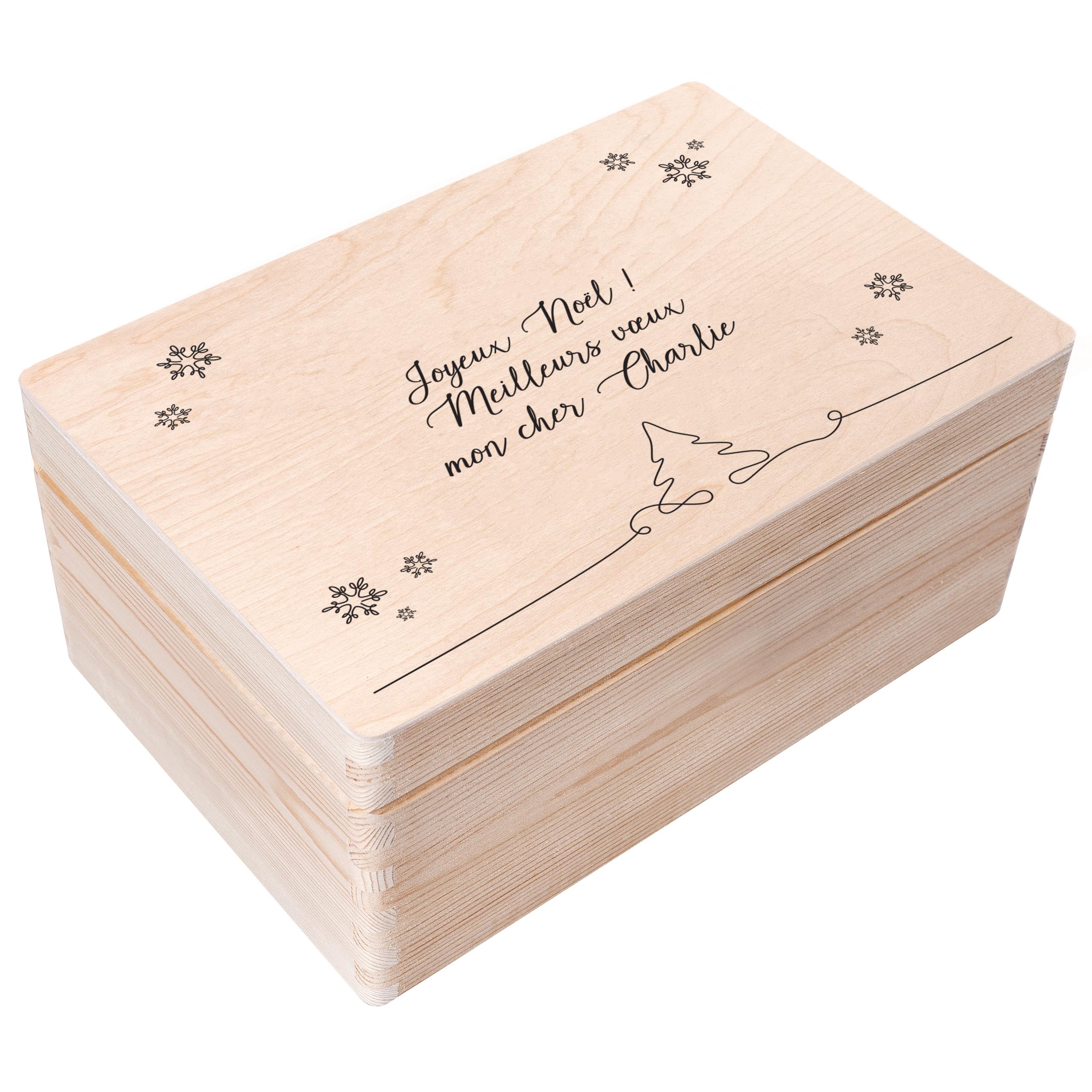 Creative Deco Sapin de Noël boîte en bois personnalisée 30x20x14