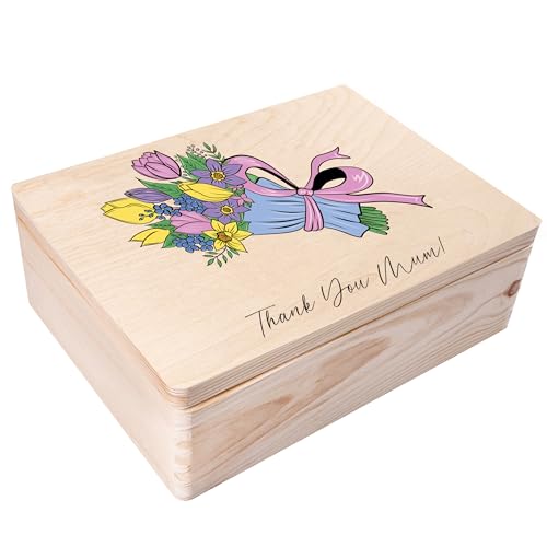 Creative Deco Boîte Rangement Bois Naturel 40x30 cm Gravure