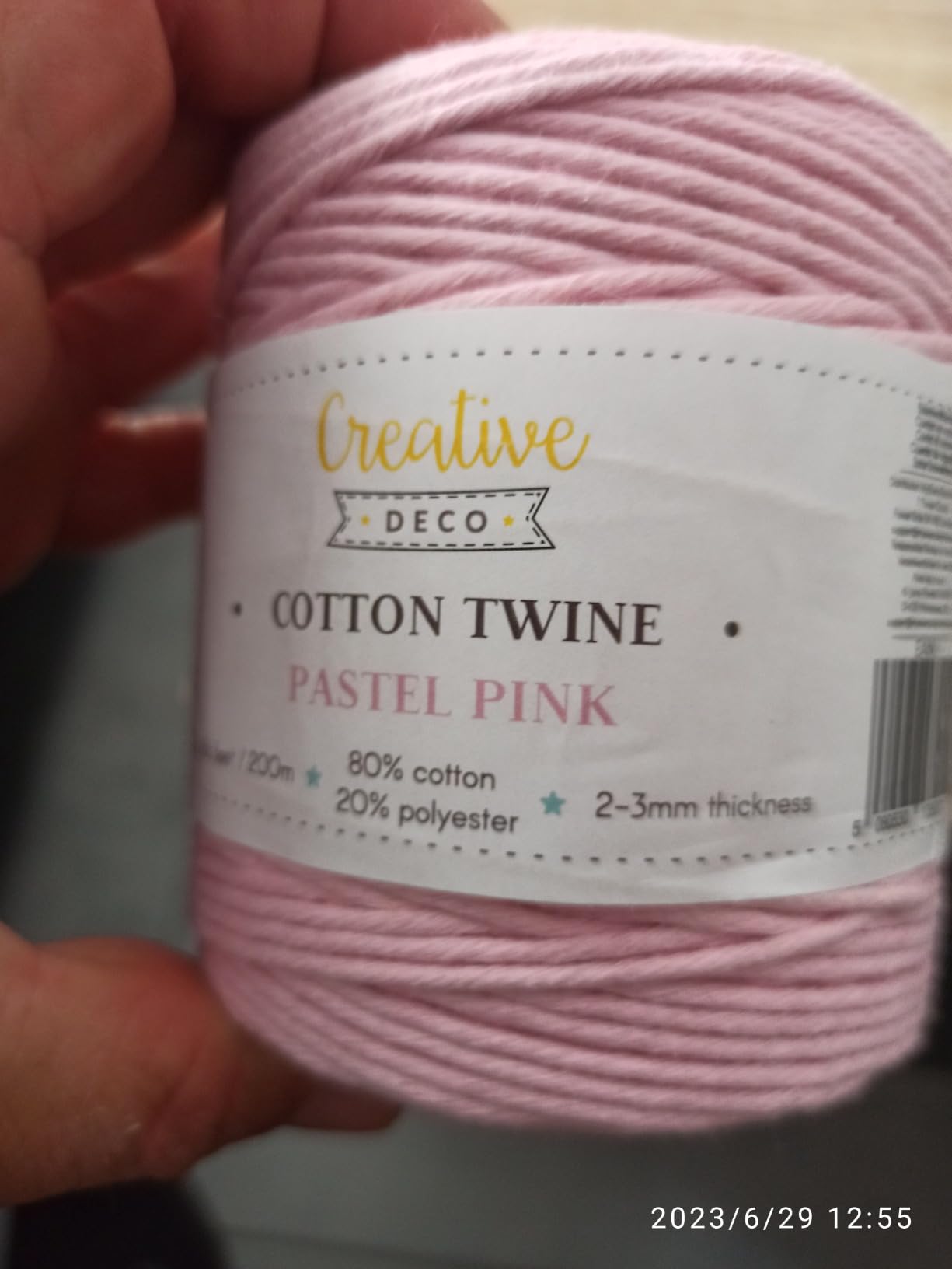 Creative Deco Strings Corde macramé rose pastel 3mm 200m