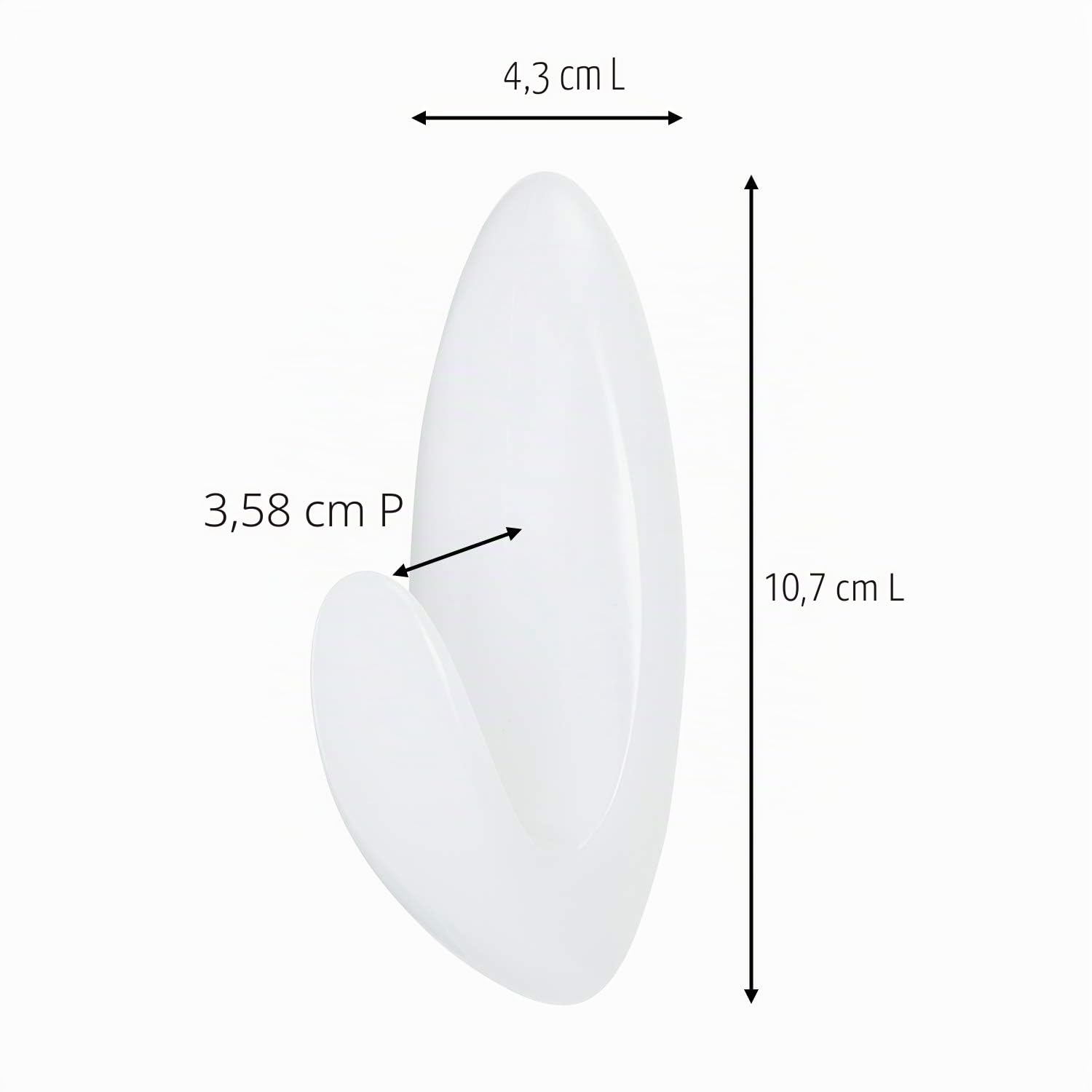 Command Salle de Bain Grand Crochet Adhésif Blanc Large 2,2 kg